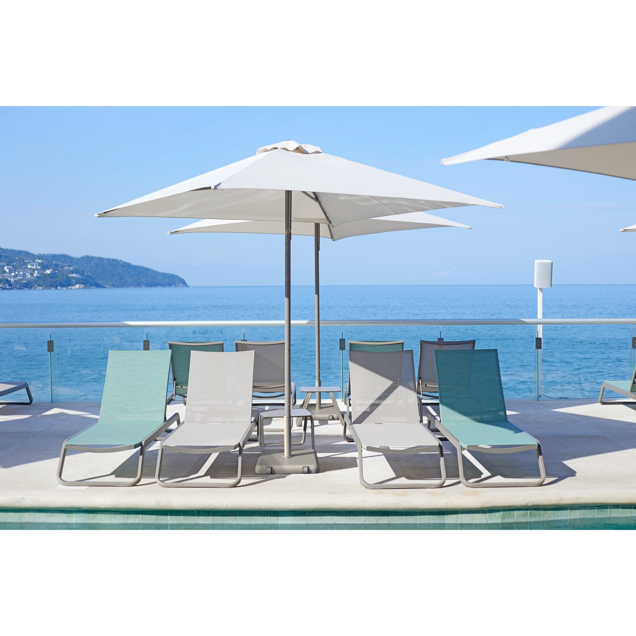 Parasol EOLO Structure GRISE Toile polyester ECRUE 250x250 cm finition bord droit – Image 2